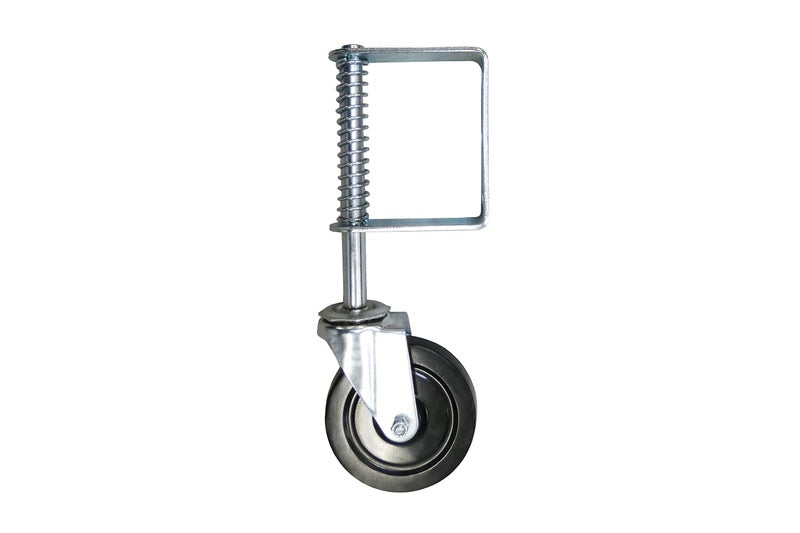 Shepherd Hardware 8735 Hard Rubber Spring Gate Caster with Universal Mount, 5-Inch Wheel, 220-lb Load Capacity, Black - Image 1